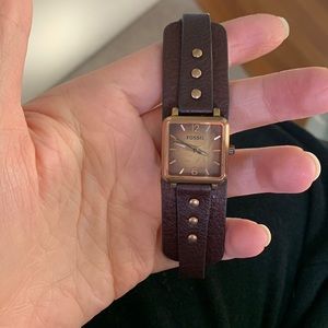 Fossil Women's JR1180 Brown Leather Cuff Strap Brown Degrade Analog Dial Watch